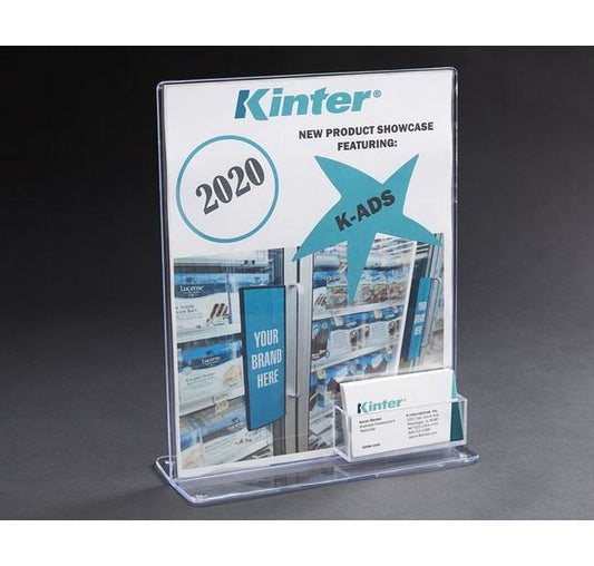T-Style Sign Holder with Business Card Pocket – 8.5x11" - Image 1