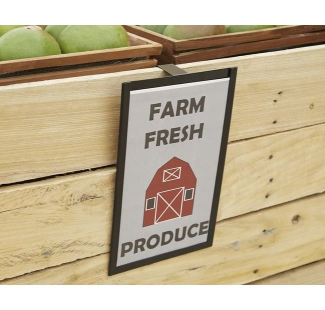Produce Bin Overhanging Sign Frame - Edge Fits 1-1/2'' Thick - Image 1