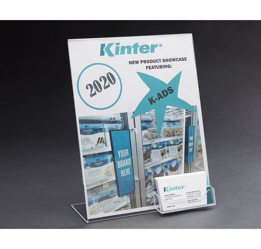 Clear Freestanding Sign Holder with Business Card Pocket - Image 1