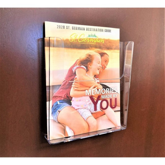 9" Crystal Clear Rigid Wall Mount Literature Holder - Image 1
