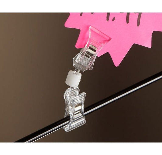 Clear Double Clip-On Knuckle Sign Holder - Image 1