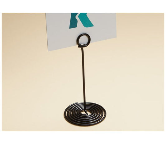7" Spiral Base Card Holder - Black Powder Coated Steel - Image 1