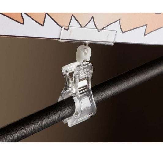 Heavy Duty Clear Color Clip-On Knuckle Sign Holder - Image 1