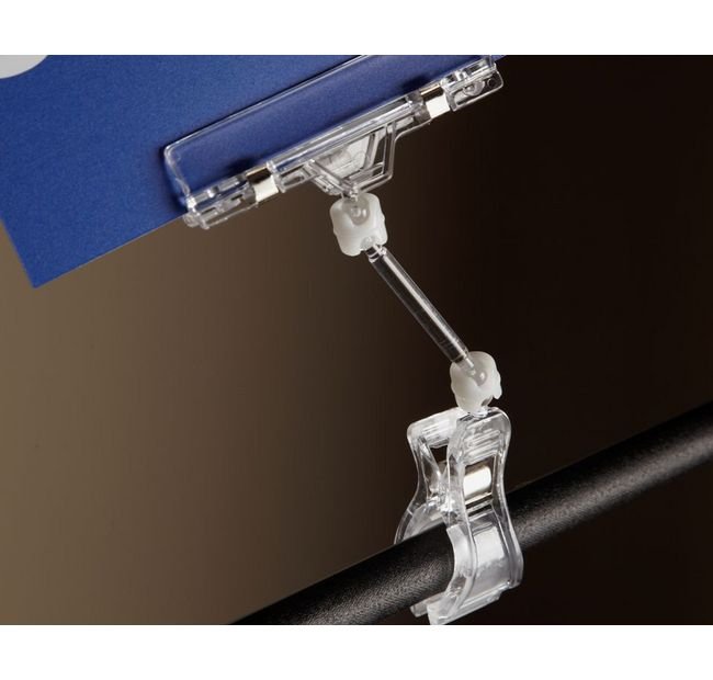 Clear Color Spring Clip-On Extended Knuckle Sign Holder - Pack of 25 - Image 1