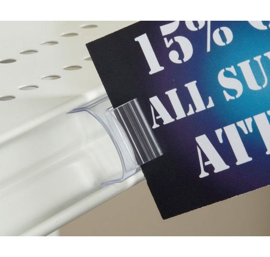 Angled Style Price Channel Gripper Flag Sign Holder - PVC Material - Image 1