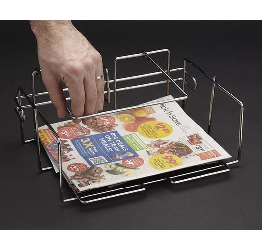 Chrome Newspaper & Ad Stand Sign Holder Basket - Image 1