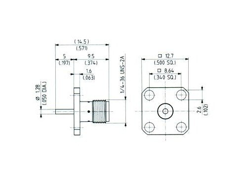 SMA Receptacles with Coaxial End, Female Jack - Image 2
