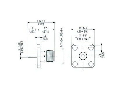 SMA Receptacles with Coaxial End, Female Jack - Image 2