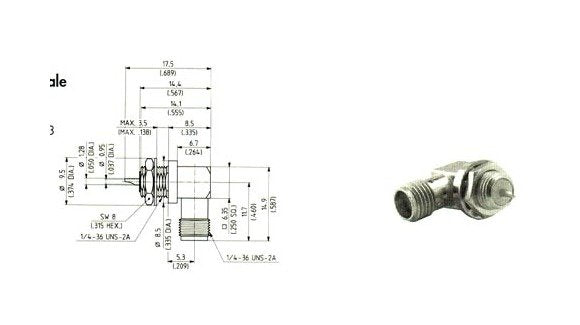 SMA Right Angle Receptacles with Solder End (Female Jack) - Image 2