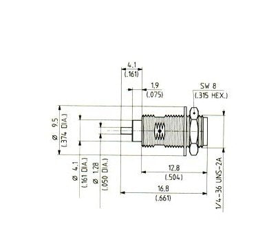 SMA Female Bulkhead Receptacle with Coaxial End - Image 2