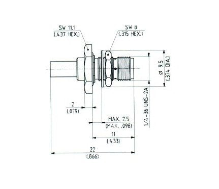 HUBER+SUHNER SMA RG316 Straight Bulkhead Cable Plugs (Female) - Image 2