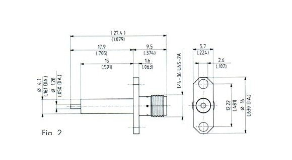SMA Female Panel Mount Receptacle with Coaxial End - Image 2