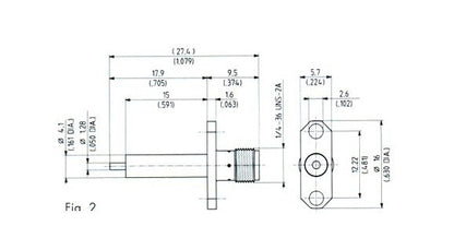 SMA Female Panel Mount Receptacle with Coaxial End - Image 2