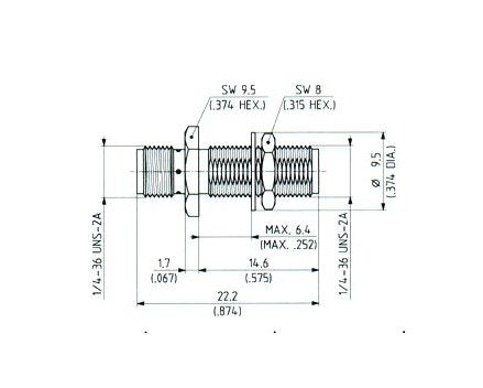 SMA Straight Adaptors, F-F Bulkhead - Image 2