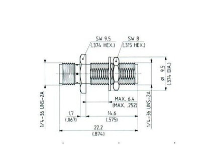 SMA Straight Adaptors, F-F Bulkhead - Image 2