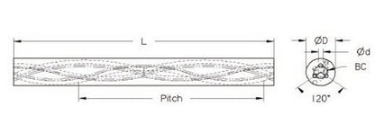 18mm UM12 Grade Three Hole Carbide Rod - Image 2