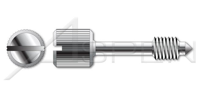 Stainless Steel Style 2 Knurled High Head Chamfered Shoulder Slotted Drive Captive Panel Screw - Image 1