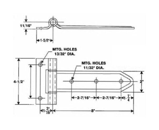 Series 3400 Steel Narrow Bracket Side & Rear Door Hinge - Image 2