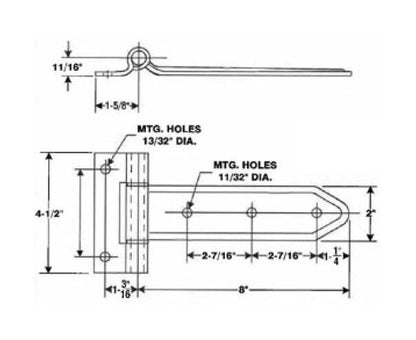 Series 3400 Steel Narrow Bracket Side & Rear Door Hinge - Image 2