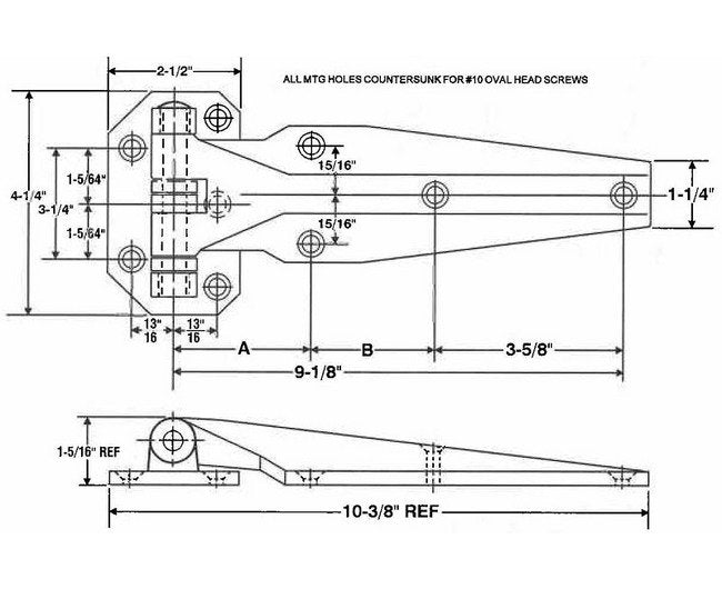 Chrome Plated Alternate Hole Pattern Refrigeration Hinge - Image 2
