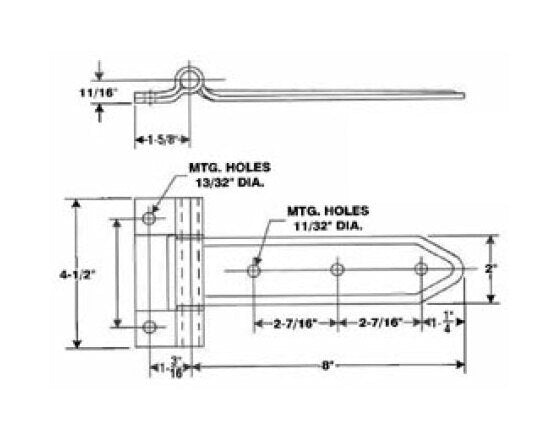 Steel Narrow Bracket Side & Rear Door Hinges - Zinc Plated, Embossed Strap - Image 2