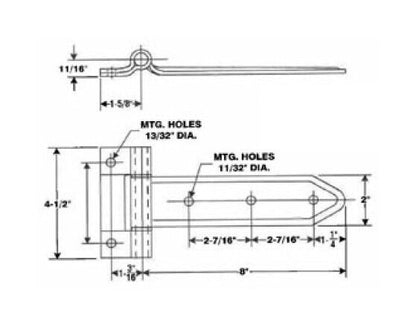 Steel Narrow Bracket Side & Rear Door Hinges - Zinc Plated, Embossed Strap - Image 2