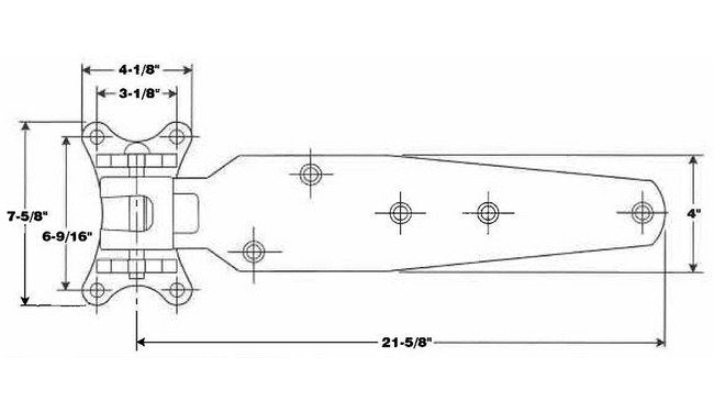 Heavy-Duty Large Cam Lift Hinge with 1/4" Steel Strap - Image 2