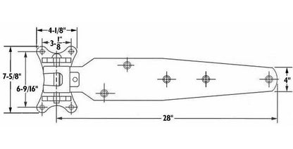 Heavy Duty Cam Lift Hinge with Longer Leaf - 1/4" Steel Strap - Image 2
