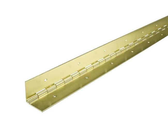 Steel Piano Hinges with Holes - Bright Brass Finish - Image 2