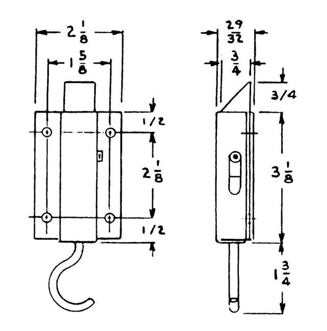 Zinc Plated Latch Bolt Flush for Small Single Doors - Image 2