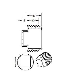 Red Polypropylene Square Head Plug for NPT Thread Protection - Image 2