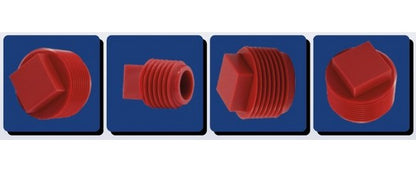 Red Polypropylene Square Head Plug for NPT Thread Protection - Image 3
