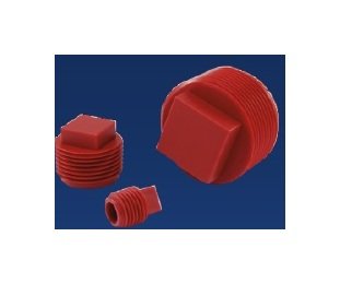 Red Polypropylene Square Head Plug for NPT Thread Protection - Image 1