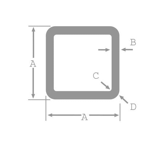 Extruded Square Aluminum Tubes with Round Corners - 1.000" x 0.125" - Image 1