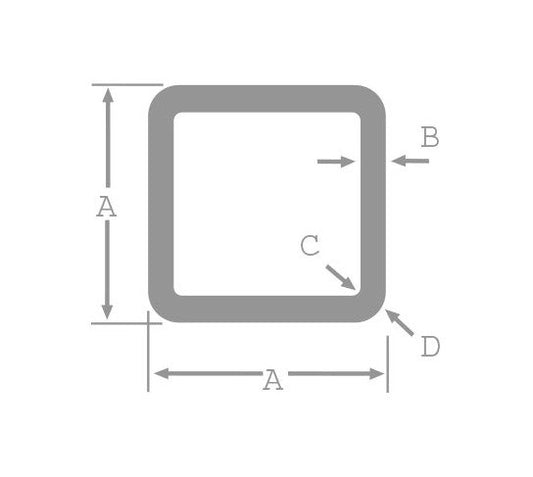 Extruded Square Aluminum Tubes with Round Corners - 1.000" x 0.125" - Image 1