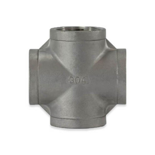 SSCX Series 2 Inch (in) Size Female National Pipe Thread (FNPT) Stainless Steel Cross Fitting - Image 1