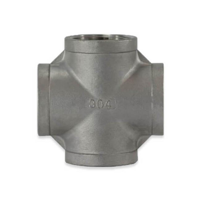 SSCX Series 1/4 Inch (in) Size Female National Pipe Thread (FNPT) Stainless Steel Cross Fitting - Image 1