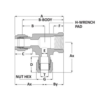 Griplok Female Run Tee - 316 SS, 1/2 Tube Fitting x 1/2-14 FNPT x 1/2 Tube Fitting - Image 2