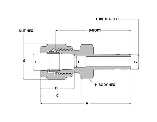 Griplok Tube Stub Adapter - Alloy 400, 1/16 x 1/4 - Image 2