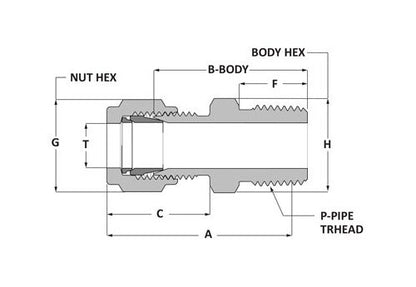 SSP Corp. Griplok Male Connector - Bore Through Alloy 400 1/2 Tube Fitting x 1/2-14 MNPT - Image 2