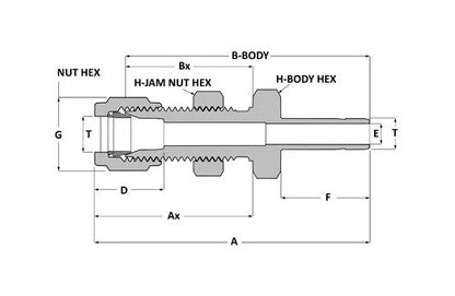 Griplok Brass Bulkhead Tube Stub Adapter - 1/2 in TF x 1/2 in Tube Stub - Image 2