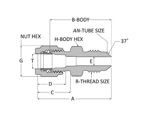 Griplok AN Male Connector - Alloy 400, 1/8 Tube x 1/4 AN Male - Image 2