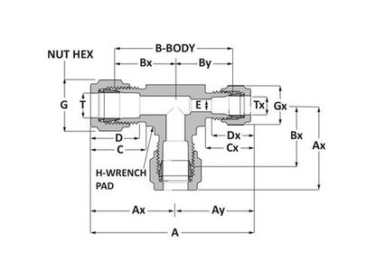 SSP Corp. Reducing Union Tee - Griplok Brass Tube Fitting - Image 2