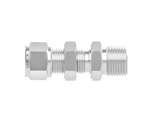 Griplok Bulkhead Male Connector - 1/2 Tube x 1/2-14 MNPT - Image 1