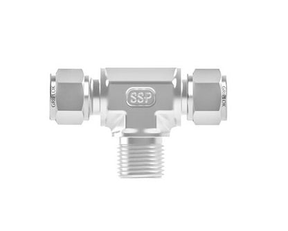 Male Branch Tee Griplok 316 SS - 3/8 TF x 3/8 TF x 1/4 MNPT - Image 1