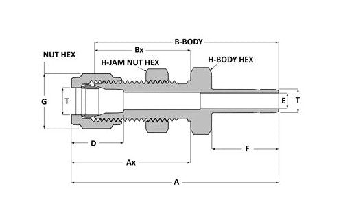 SSP Griplok Bulkhead Tube Stub Adapter - Brass, 3/8 in - Image 2