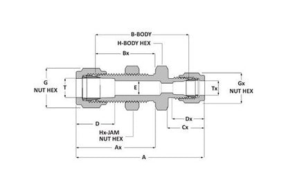 Griplok Bulkhead Union - 3/16 Tube Fitting x 3/16 Tube Fitting, 316 SS - Image 2