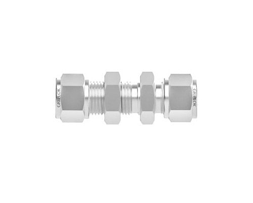 Griplok Bulkhead Union - 3/16 Tube Fitting x 3/16 Tube Fitting, 316 SS - Image 1