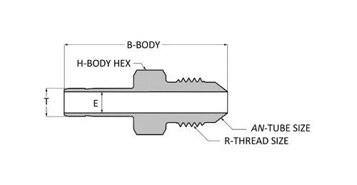 316 SS Griplok Male AN Adapter - Tube Stub x AN 3/8 - Image 2
