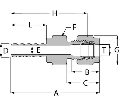 Brass Griplok Hose Barb Connector - 1/4 Tube Fitting x 1/8 Hose Barb - Image 2
